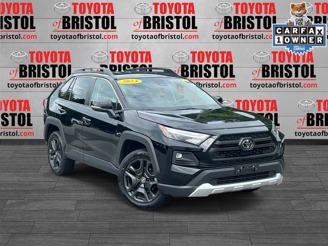 2024 Toyota RAV4 Adventure in Midnight Black Metallic — front three-quarter view