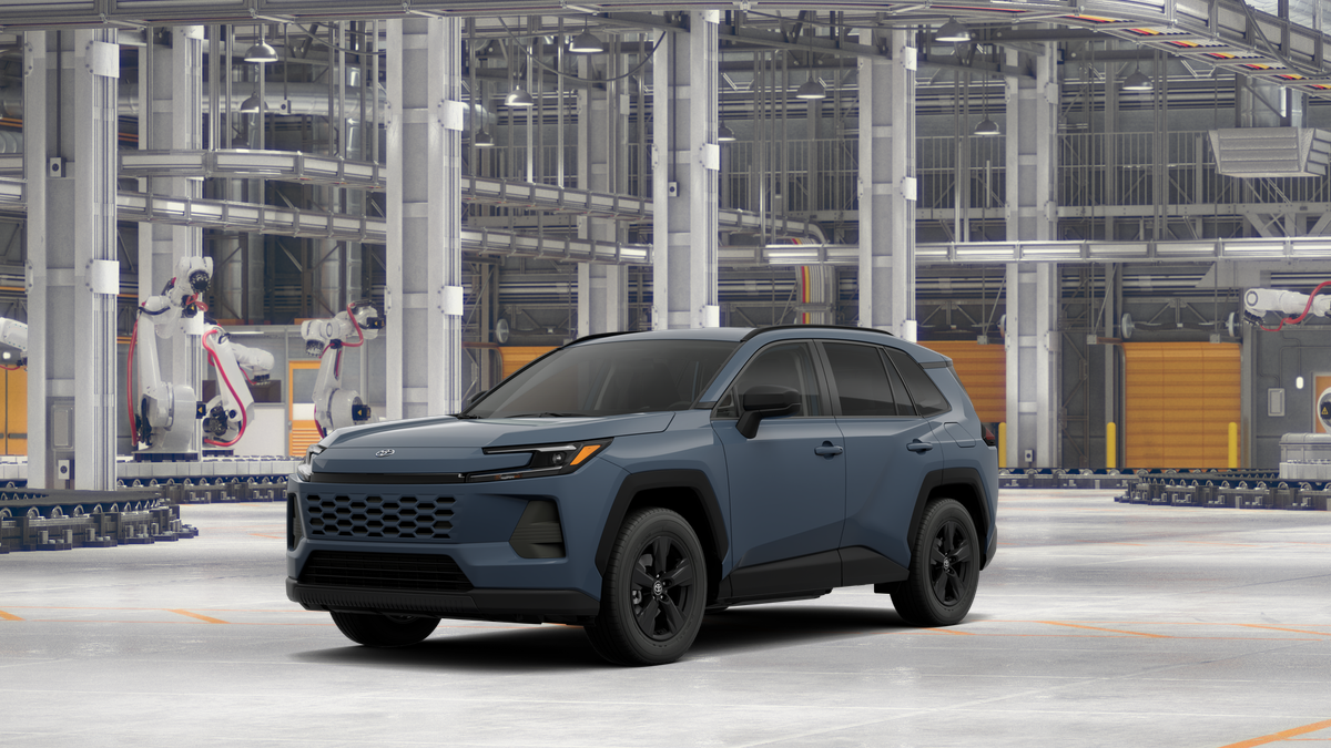 2026 Toyota RAV4 LE in Storm Cloud — front three-quarter view