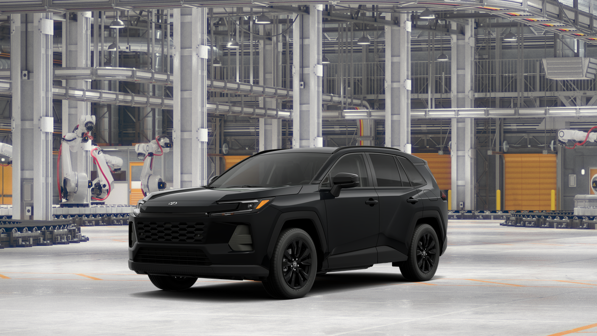 2026 Toyota RAV4 XLE Premium in Midnight Black Metallic — front three-quarter view