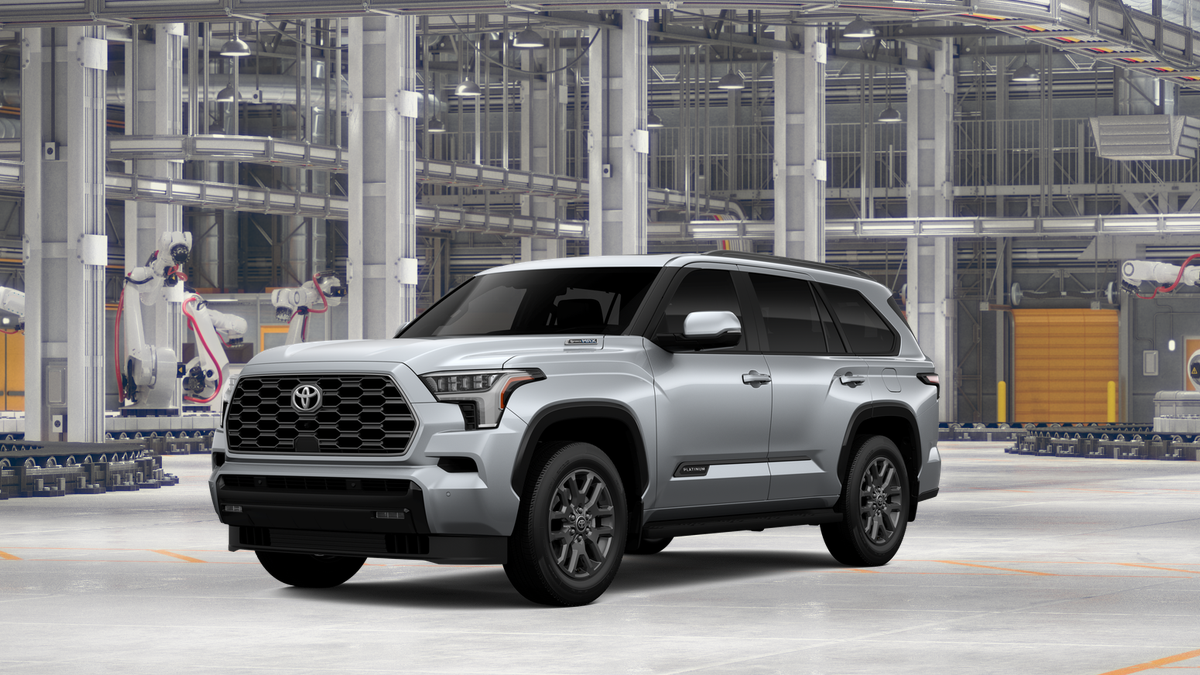 2026 Toyota Sequoia Platinum in Celestial Silver Metallic — front three-quarter view