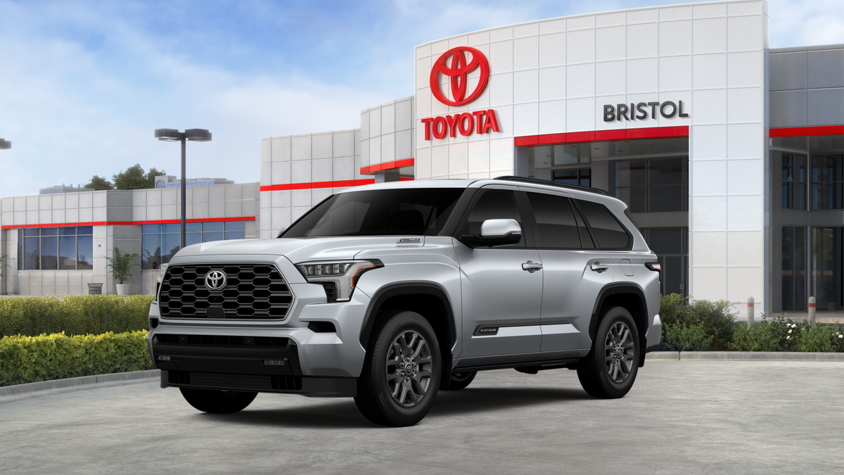 2026 Toyota Sequoia Platinum in Celestial Silver Metallic — front three-quarter view